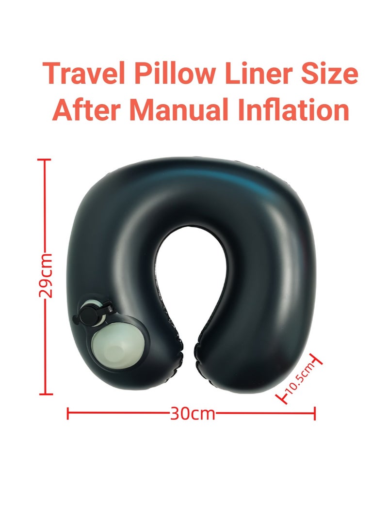 Ayeeb - Inflatable Hoodie Travel Neck Pillow Adjustable Comfort, Lightweight for Airplane Flight, Soft Luxury Texture Velvet Hood Keeps Warm, Manual Press Pump Inflation and Auto-Deflation, Machine Washable (Light Grey) - Image 1