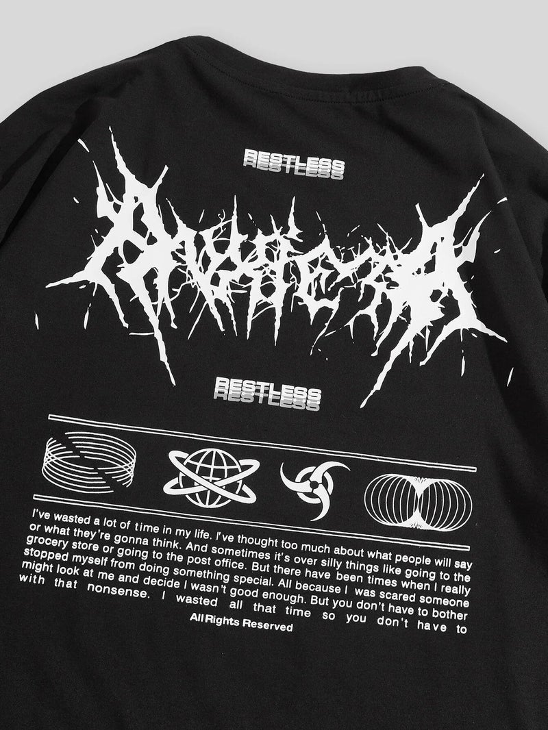 SXV STYLE SXV 'Rest Less’ Printed Cool Aesthetic Oversized Baggy Cotton T-Shirt for Men & Women (in, Alpha, 2XL, Regular, Black) - Image 3