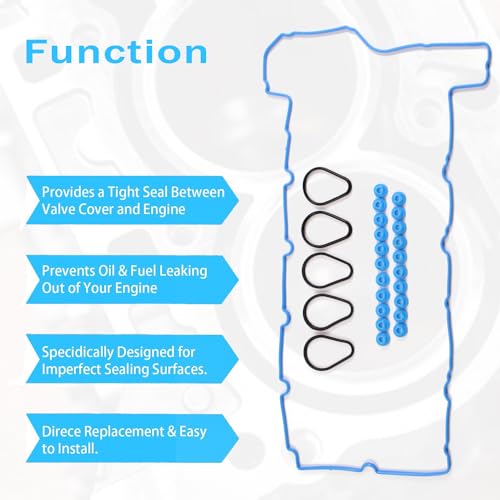 AUCERAMIC Valve Cover Gasket Fit for 2007-2012 Chevy Colorado Gmc Canyon 2007-2010 Hummer H3 Isuzu I-370 3.7L L5 DOHC VS50739R VS50661 - Image 2