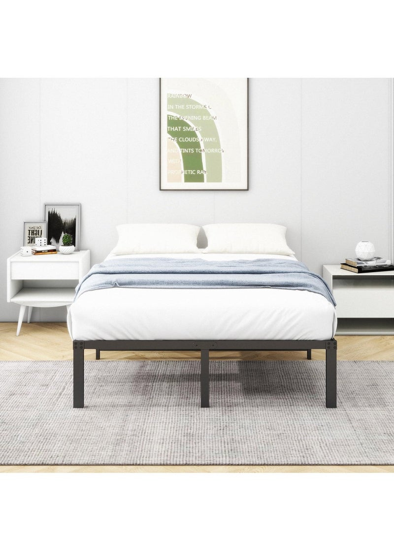 والالا إطار سرير مزدوج، سرير معدني 200×137 سم، ارتفاع 36 سم مع مساحة تخزين أسفل السرير، إطار سرير معدني مزدوج الحجم مع دعم شرائح فولاذية، سهل التجميع، أسود - Image 5