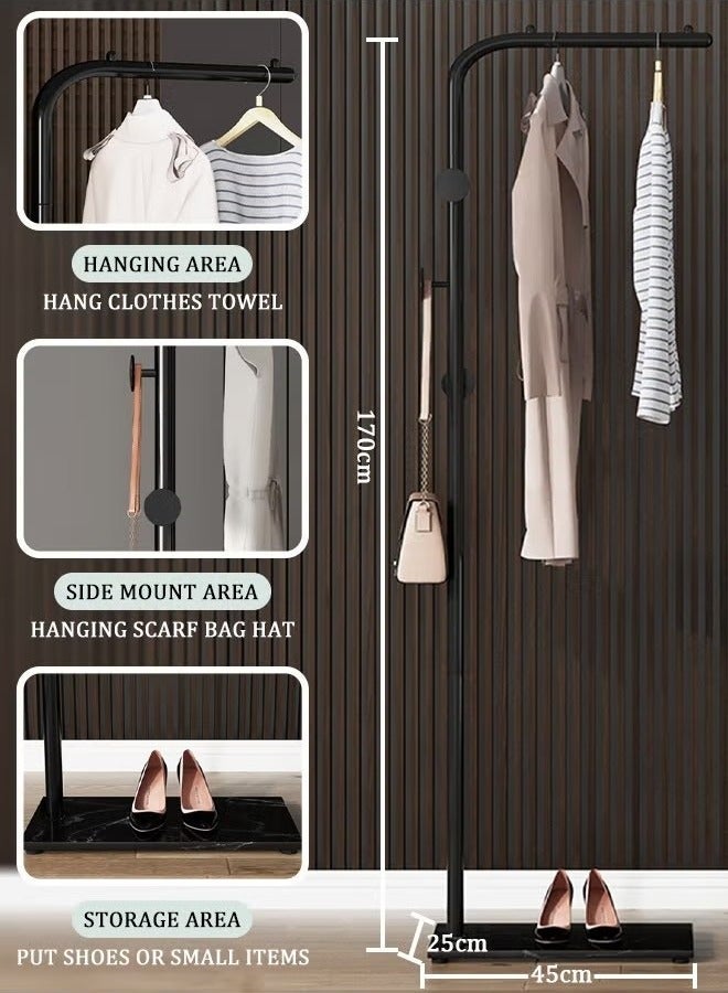 Beauenty Metal Freestanding Coat Shelf Lobby Coat Tree Shelf With 3 Hooks Large Coat Hanger Shelf With Stable Slate Base For Bedroom Office 45X25X170 Cm - Image 5