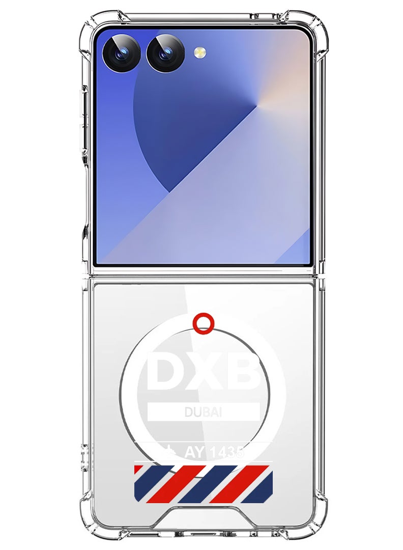 Theodor Magnetic Case for Samsung Galaxy Z Flip 7 Compatible with MagSafe Wireless Charging, Shockproof Phone Bumper Cover DXB Airport - White - Image 1