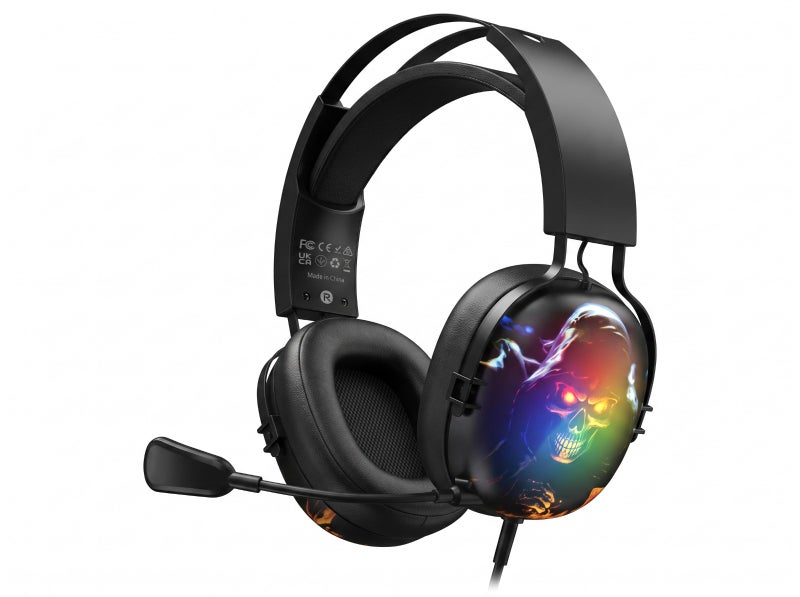 سماعة رأس للألعاب CM7001 باللون الأسود مع إضاءة RGB مذهلة وميكروفون قابل للطي، مثالية للاعبين والبث المباشر - Image 1