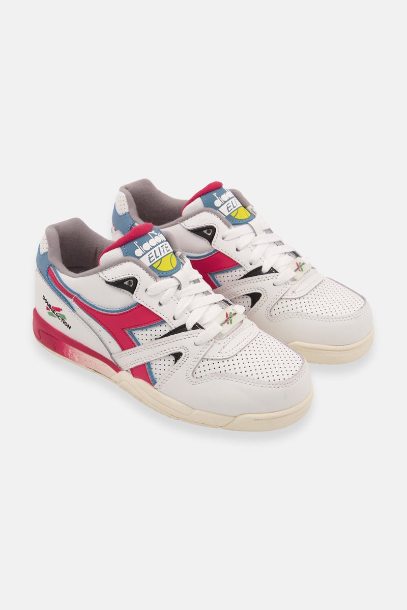 DIADORA Kids Boy Duratech Elite Leather Outdoor Shoes, White Combo - Image 1