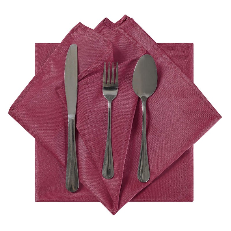 Cupuamon Cloth Napkins 20x20 inch Washable Polyester Dinner Napkins Soft Table Napkins for Wedding Party Dining Banquet(Burgundy 12PCS) - Image 3