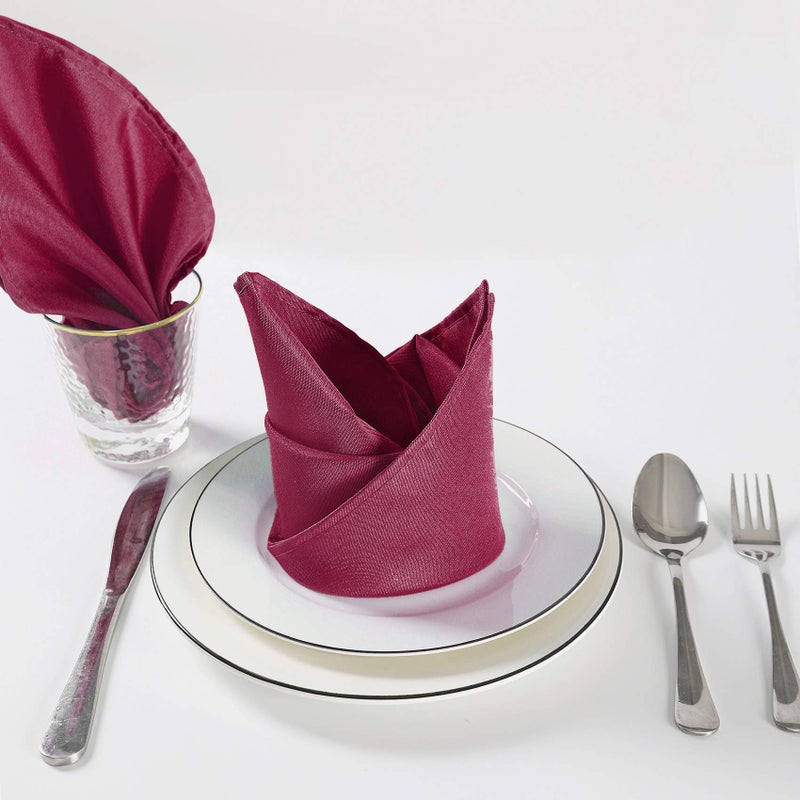 Cupuamon Cloth Napkins 20x20 inch Washable Polyester Dinner Napkins Soft Table Napkins for Wedding Party Dining Banquet(Burgundy 12PCS) - Image 4
