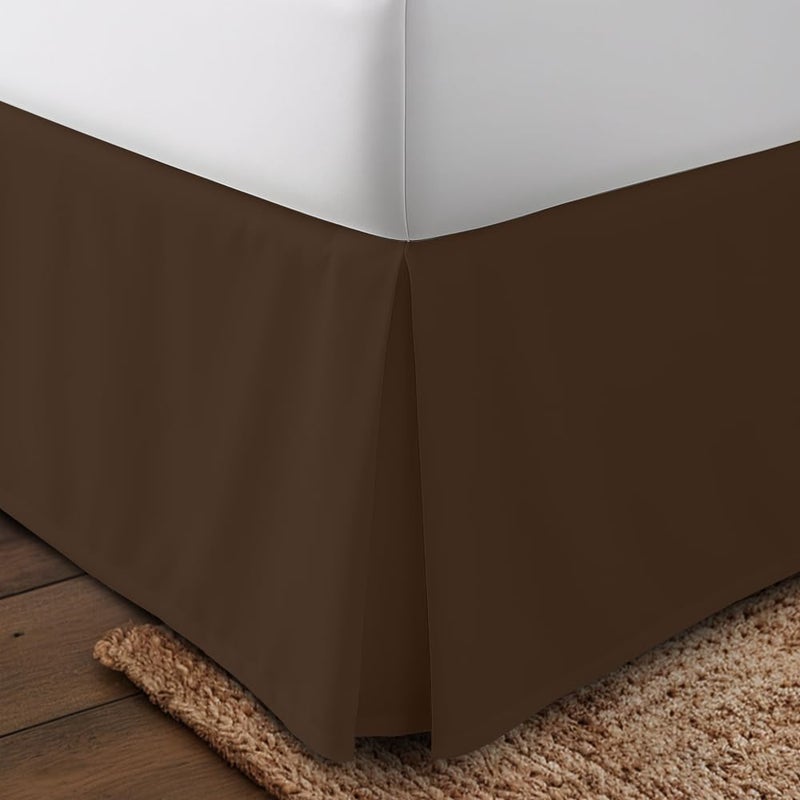 Utopia Bedding Queen Bed Skirt Soft Quadruple Pleated Ruffle Easy Fit with 16 Inch Tailored Drop Hotel Quality Shrinkage and Fade Resistant Queen Brown