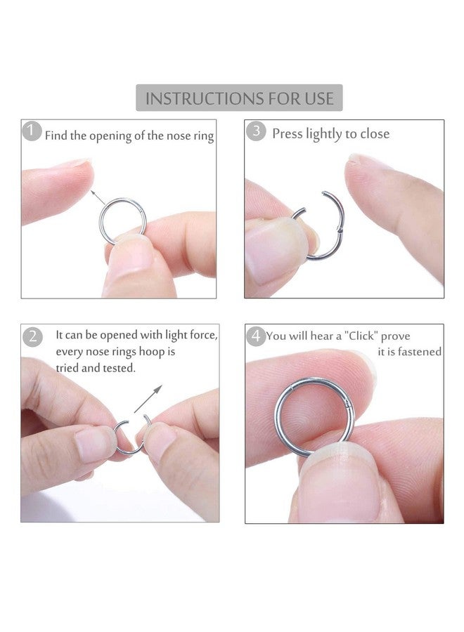 Jstyle خواتم أنف قابلة للنقر من الفولاذ الجراحي 16G مع مفصل للأنف للغضروف والهيليكس والداث والتراجي والروك والكونش والشفة والأذن للنوم للنساء والرجال - Image 3