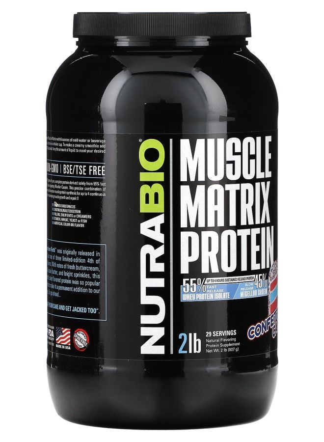 NutraBio Muscle Matrix Protein Confetti Cake 2 lb (907 g) - Image 2