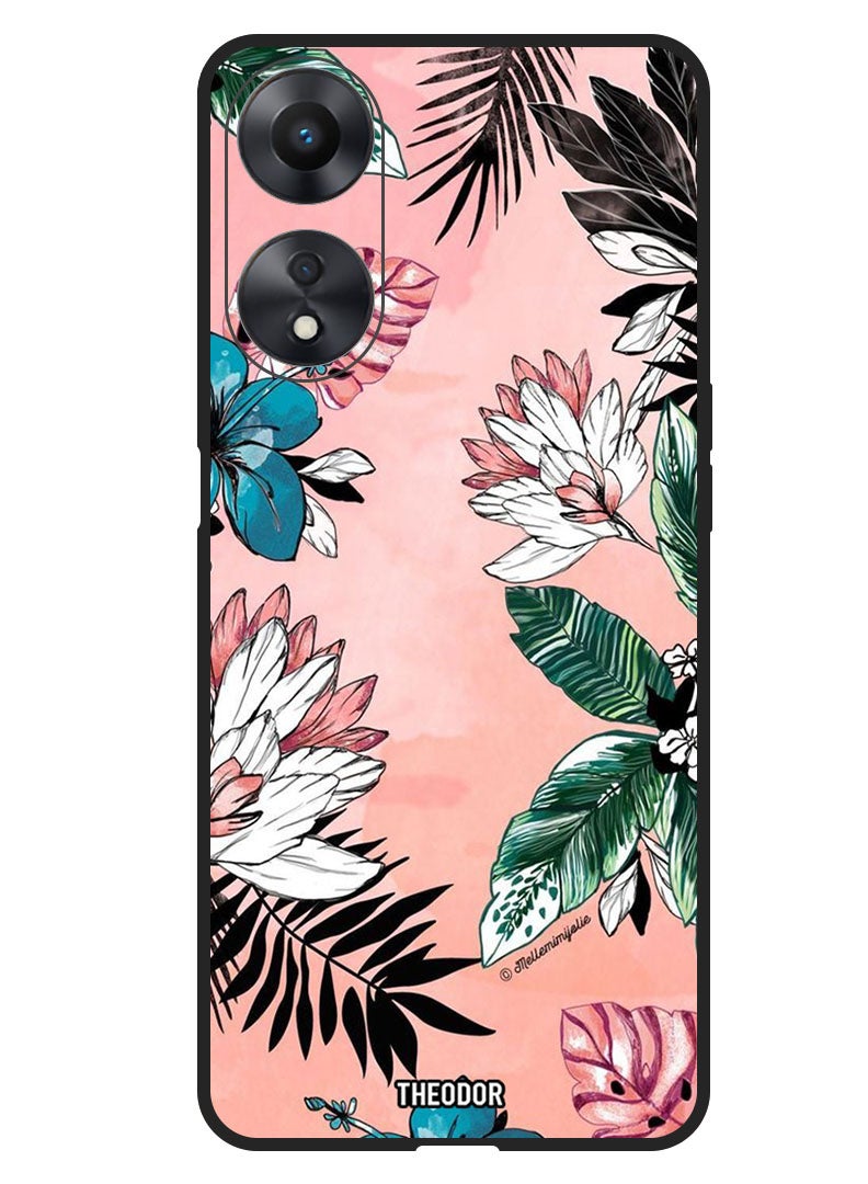 Theodor Protective Case Anti Scratch Shock Proof Bumper Cover For Oppo F23 5G Flower and Leaves - Image 1