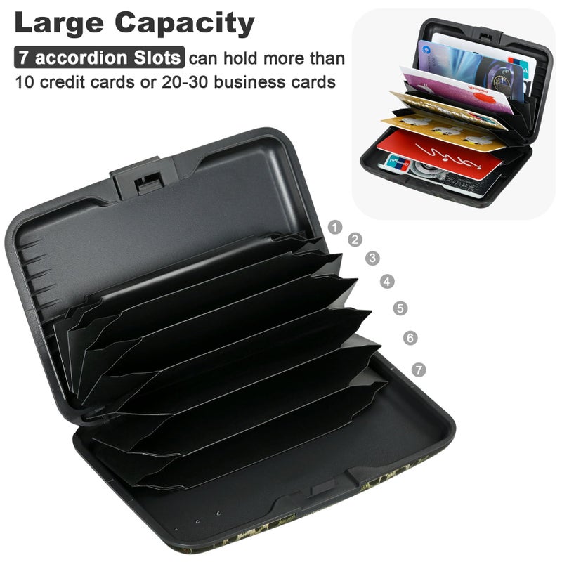 ELFISH Mini RFID Aluminum Wallet Credit Cards Holder Business Card Case Metal ID Case for Men Women(Black Leopard) - Image 5