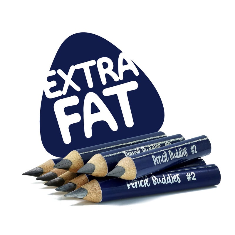 Pencil Buddies Kids Pencils for Toddlers, Beginners, Preschool and Kindergarten Ages 2-6 years With Jumbo Triangle Shape, #2 Graphite, Fat Pencils With Easy Grip and Large Core (8 pack + Sharpener, Navy Blue) - Image 4