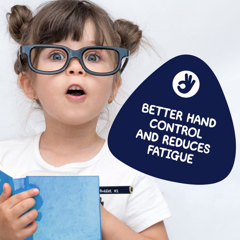 Pencil Buddies Kids Pencils for Toddlers, Beginners, Preschool and Kindergarten Ages 2-6 years With Jumbo Triangle Shape, #2 Graphite, Fat Pencils With Easy Grip and Large Core (8 pack + Sharpener, Navy Blue) - Image 3