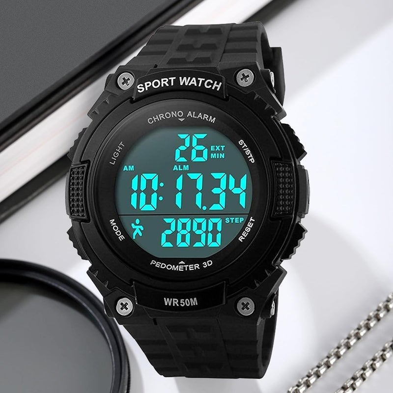 Fanmis Men Pedometer Watches Military Multifunctional 50M Waterproof Digital Outdoor Sports Watch - Image 2