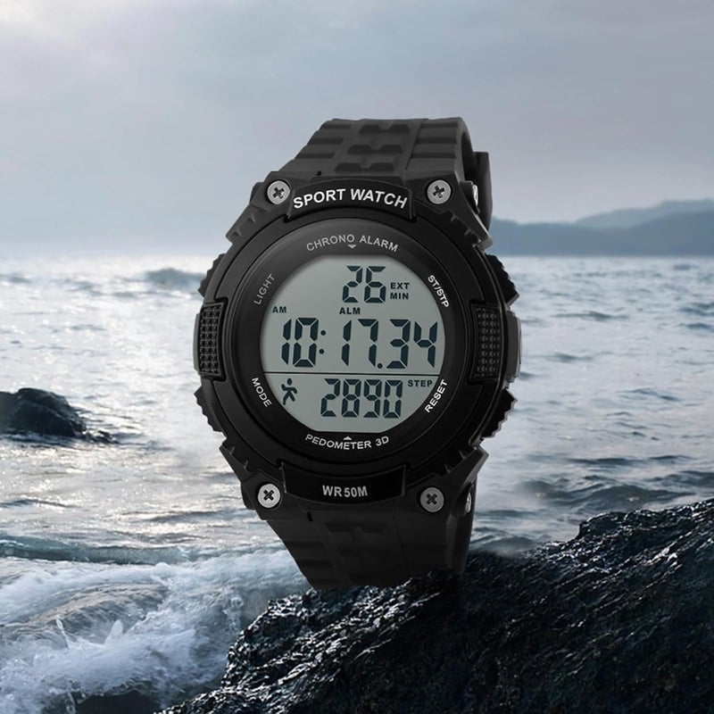 Fanmis Men Pedometer Watches Military Multifunctional 50M Waterproof Digital Outdoor Sports Watch - Image 3