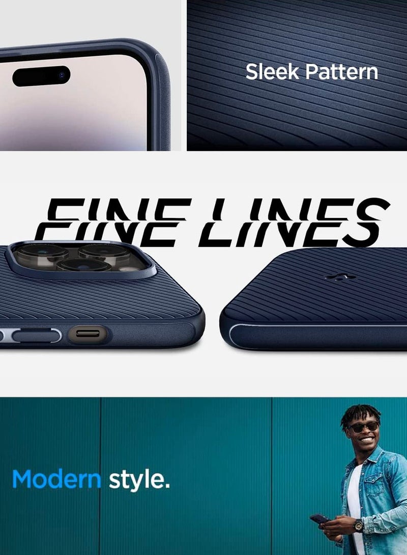 Spigen Mag Armor MagFit iPhone 14 Pro Max Case Cover with Magsafe - Navy Blue  - Image 3