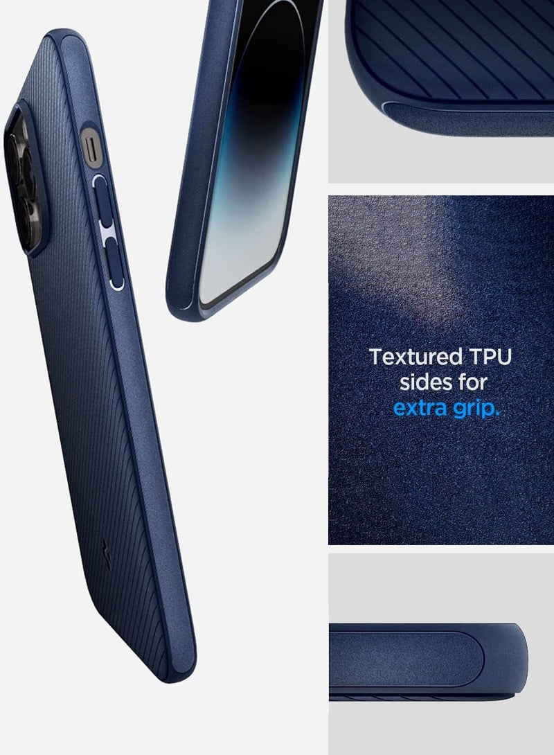 Spigen Mag Armor MagFit iPhone 14 Pro Max Case Cover with Magsafe - Navy Blue  - Image 4
