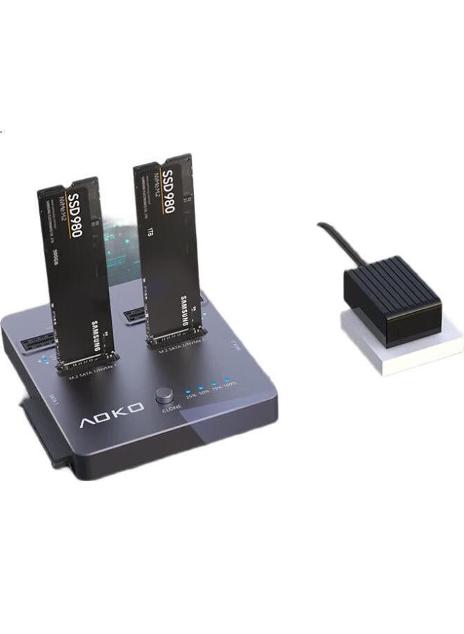 Aoko Nvme/Sata Dual-Bay Ssd Cloner, Msata/M.2 Sata Compatible Base, Ssd Mechanical Hard Drive Cloning Machine, Copier Da28Gr - Image 2