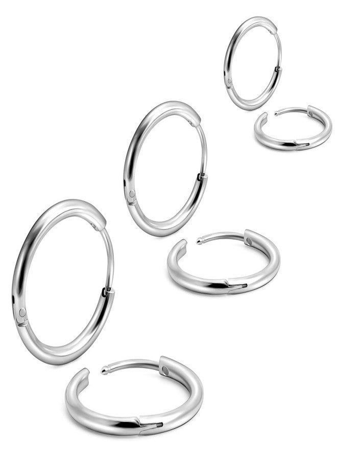 EACHLP 20G Tiny Hoop Earrings Stainless Steel Endless Sleeper Cartilage Hoop Earrings for Women Men Nose Rings Helix Septum Daith Lobe Lip Tragus Nipple Snug Rook Body Piercing Jewelry（6mm 8mm 10mm Silver） - Image 1