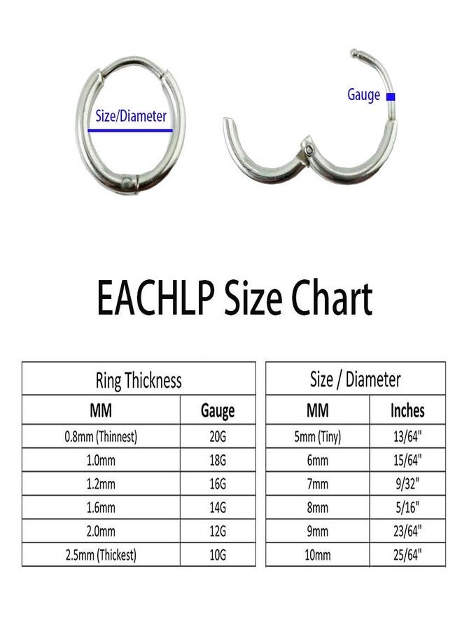 EACHLP 20G Tiny Hoop Earrings Stainless Steel Endless Sleeper Cartilage Hoop Earrings for Women Men Nose Rings Helix Septum Daith Lobe Lip Tragus Nipple Snug Rook Body Piercing Jewelry（6mm 8mm 10mm Silver） - Image 5