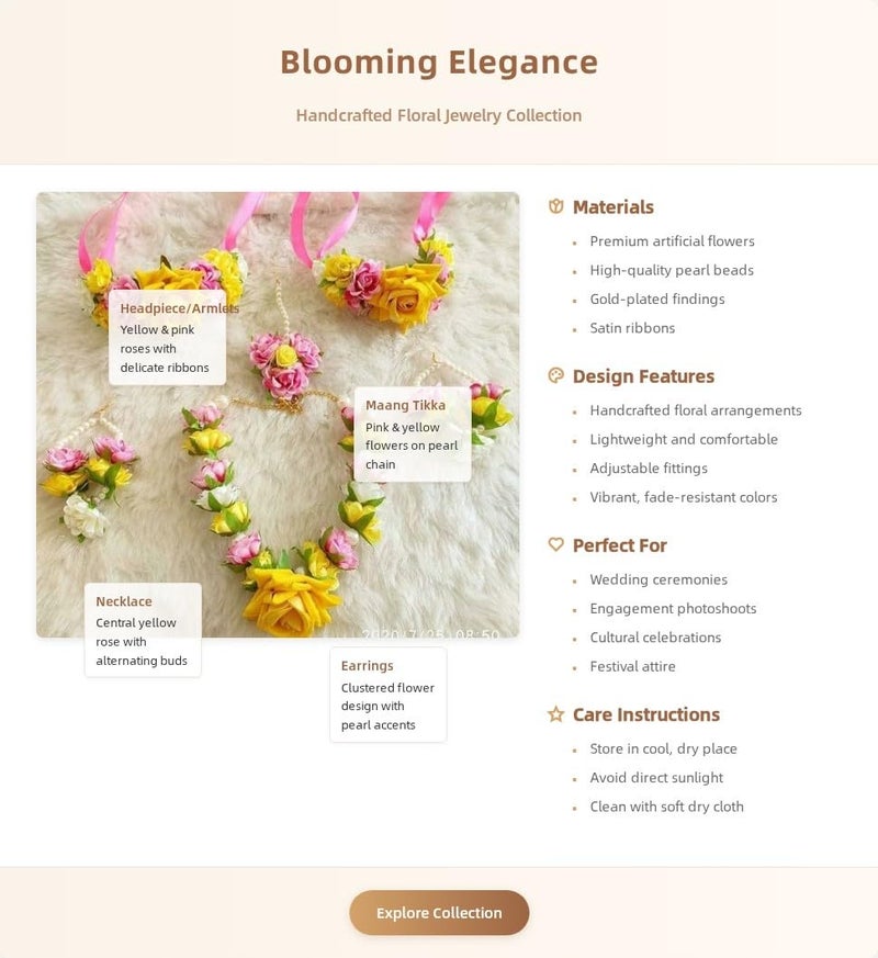 Sanvatsar Home Yellow, Pink and White Artificial Flowers Flower Jewellery for Your Little Kanha | Baby Jewellery - Image 2