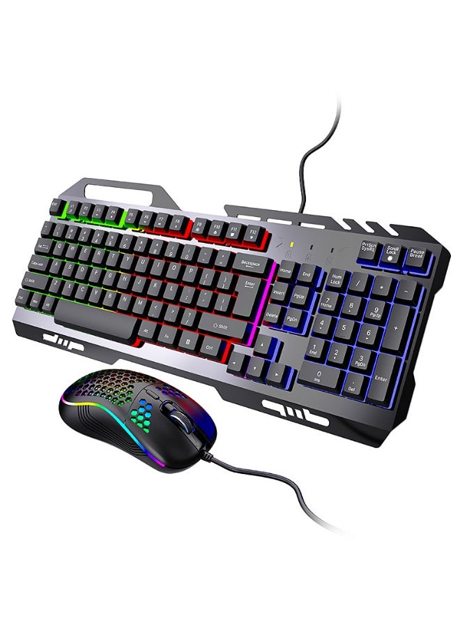 Vixplorn Keyboard,K320 104 Keys Gaming Keyboard and Mouse Combo with RGB Backlit Number Pad, All-Metal Panel Waterproof Light Up PC Keyboard, USB Wired Computer Keyboards Gaming for MAC Xbox PC Gamer  - Image 1