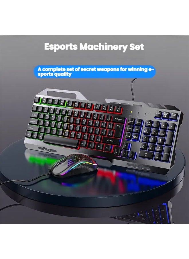 Vixplorn Keyboard,K320 104 Keys Gaming Keyboard and Mouse Combo with RGB Backlit Number Pad, All-Metal Panel Waterproof Light Up PC Keyboard, USB Wired Computer Keyboards Gaming for MAC Xbox PC Gamer  - Image 3