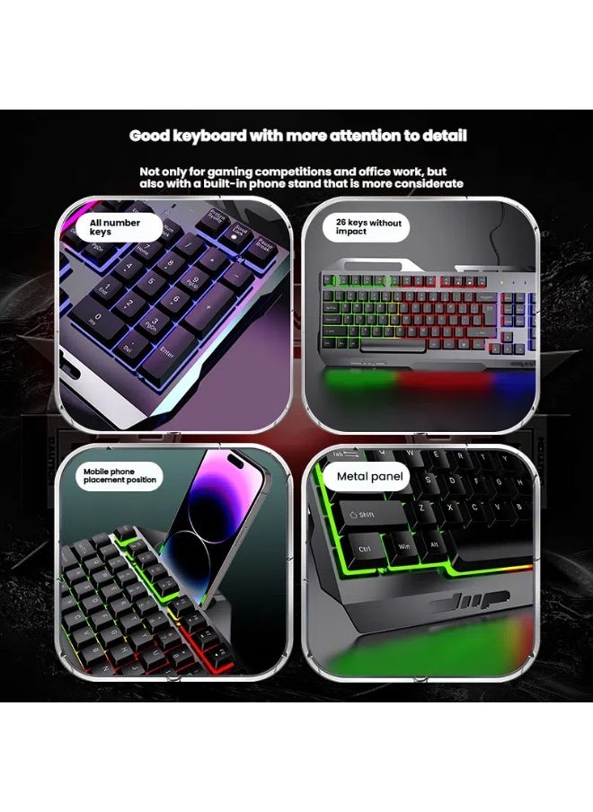 Vixplorn Keyboard,K320 104 Keys Gaming Keyboard and Mouse Combo with RGB Backlit Number Pad, All-Metal Panel Waterproof Light Up PC Keyboard, USB Wired Computer Keyboards Gaming for MAC Xbox PC Gamer  - Image 4