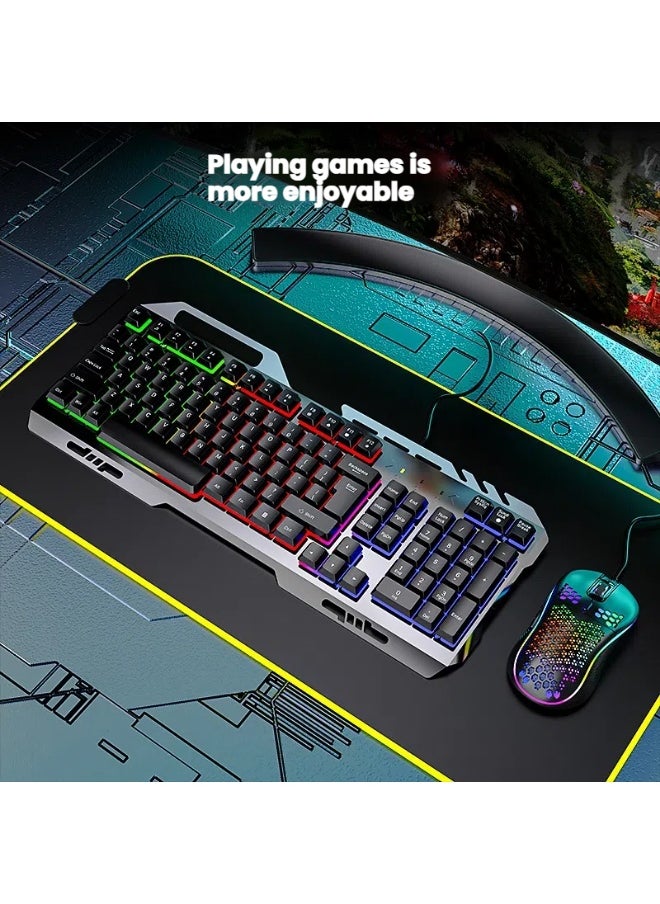 Vixplorn Keyboard,K320 104 Keys Gaming Keyboard and Mouse Combo with RGB Backlit Number Pad, All-Metal Panel Waterproof Light Up PC Keyboard, USB Wired Computer Keyboards Gaming for MAC Xbox PC Gamer  - Image 2