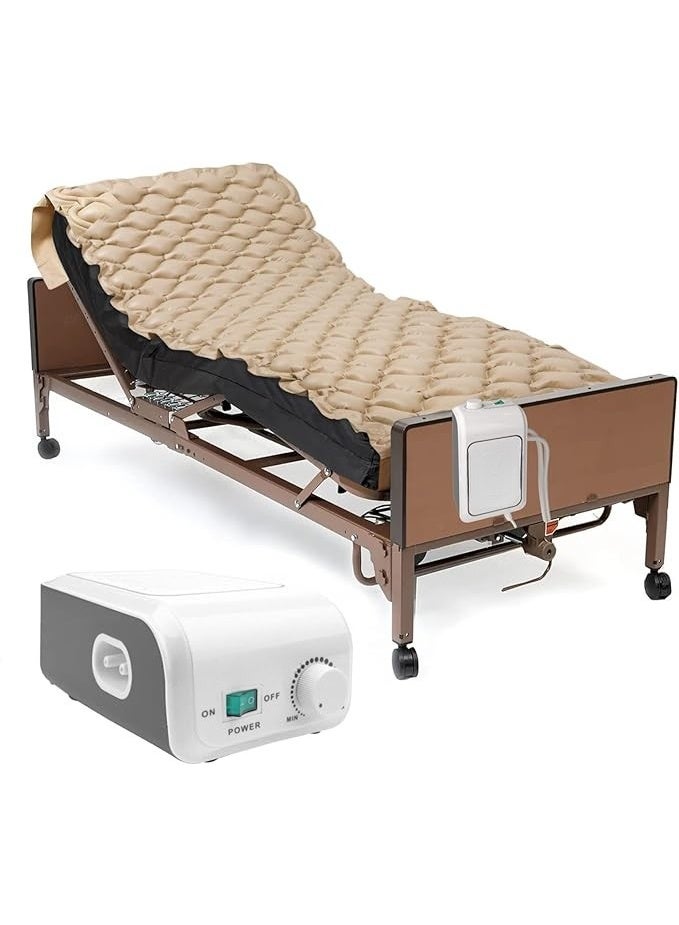 Alternating Pressure Bubble Mattress System - Adjustable Pump for Pressure Sore Prevention - Orthopedic Bed Solution for Home Care - Image 1