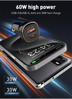 LDNIO 60W Car charger Dual USB Ports PD QC Super Fast Car charger Type C Compatible With iPhone 16 15 14 13 12 11 iPad Pro mini 6 Samsung S24 S23 S22 Xiaomi Airpods 4 Apple Watch S10 Black  - Image 4