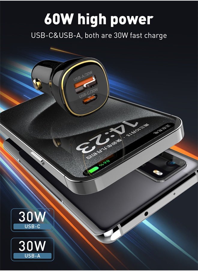 LDNIO 60W Car charger Dual USB Ports PD QC Super Fast Car charger Type C Compatible With iPhone 16 15 14 13 12 11 iPad Pro mini 6 Samsung S24 S23 S22 Xiaomi Airpods 4 Apple Watch S10 Black  - Image 4