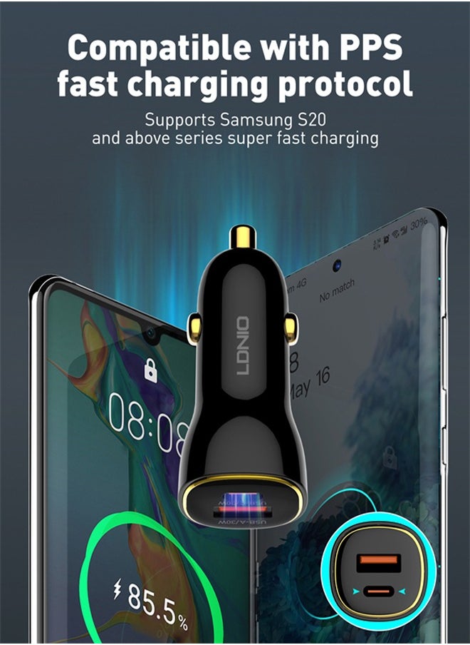 LDNIO 60W Car charger Dual USB Ports PD QC Super Fast Car charger Type C Compatible With iPhone 16 15 14 13 12 11 iPad Pro mini 6 Samsung S24 S23 S22 Xiaomi Airpods 4 Apple Watch S10 Black  - Image 5