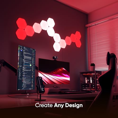 Nanoleaf Shapes Hexagon Smart Light Panels, RGBW Wall Lights for Gaming Room & Modern Decor, 16 M+ Colors, Music Rhythm Sync, Works with Alexa, Google Assistant (7 Pack) - Image 3