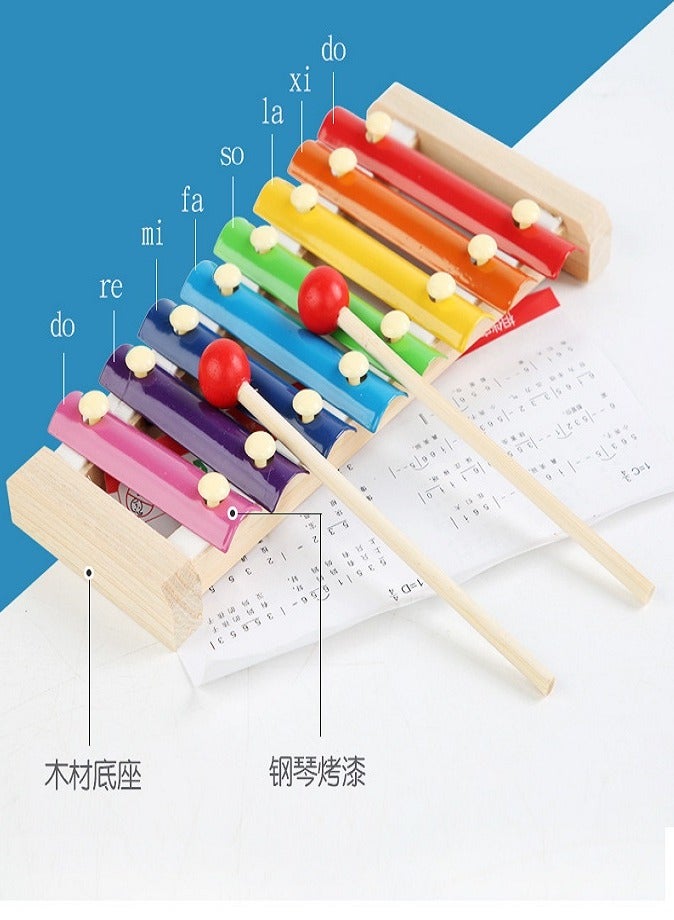 8 PCS Infant Early Education Toys, Early Education Musical Instrument Combination, Montessori Sensory Developmental Toys for Toddlers 1 2 3+ Years, Baby Learning Educational Toy Set, Wooden Percussion Instruments, Xylophone with Mallets, Trumpet Flute Sound Toys, Baby Boy Girl Gift Set - Image 5