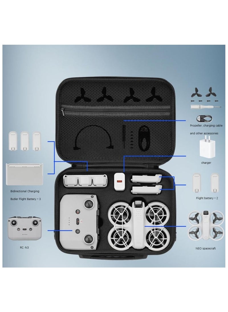 ماركة غير محددة DJI NEO اكسسوارات الطائرات بدون طيار حقيبة تخزين الأمتعة الصلبة DJI NEO Fly أكثر combo حزام الكتف رسول حقيبة ( أسود )  - Image 2