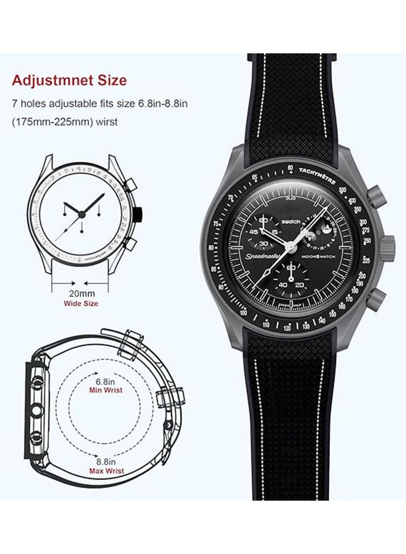 Curved Silicone Watch Strap Compatible with Omega X Swatch Moonswatch Speedmaster, 20mm, Gray - Image 4