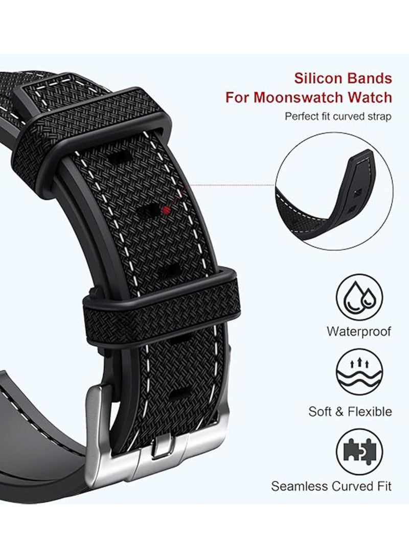 Curved Silicone Watch Strap Compatible with Omega X Swatch Moonswatch Speedmaster, 20mm, Gray - Image 2