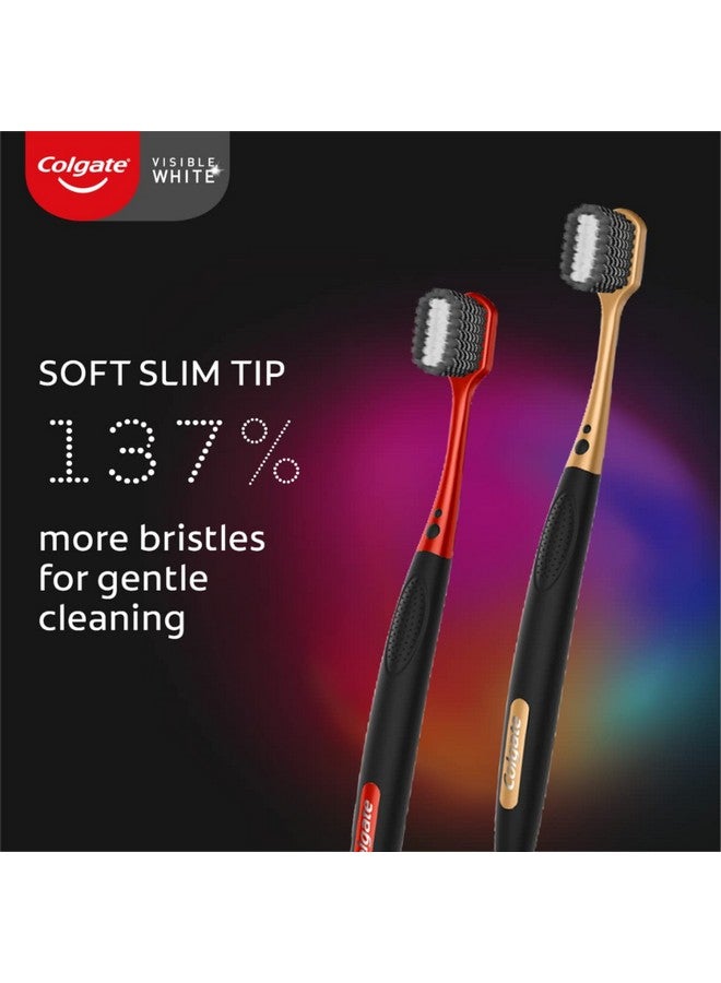كولجيت فرشاة الأسنان اليدوية Visible White O2 2 قطعة فرشاة أسنان فائقة النعومة للبالغين تساعد على منع مشاكل رائحة الفم الكريهة وتسوس الأسنان والمينا واللثة. - Image 3