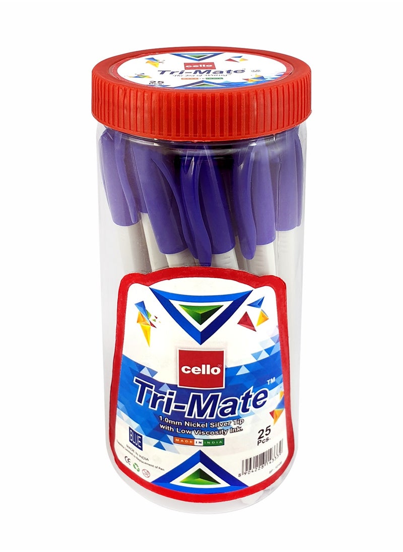Cello - Cello TRIMATE BALL PEN 1.0MM JAR OF 25PC BLUE - Image 1