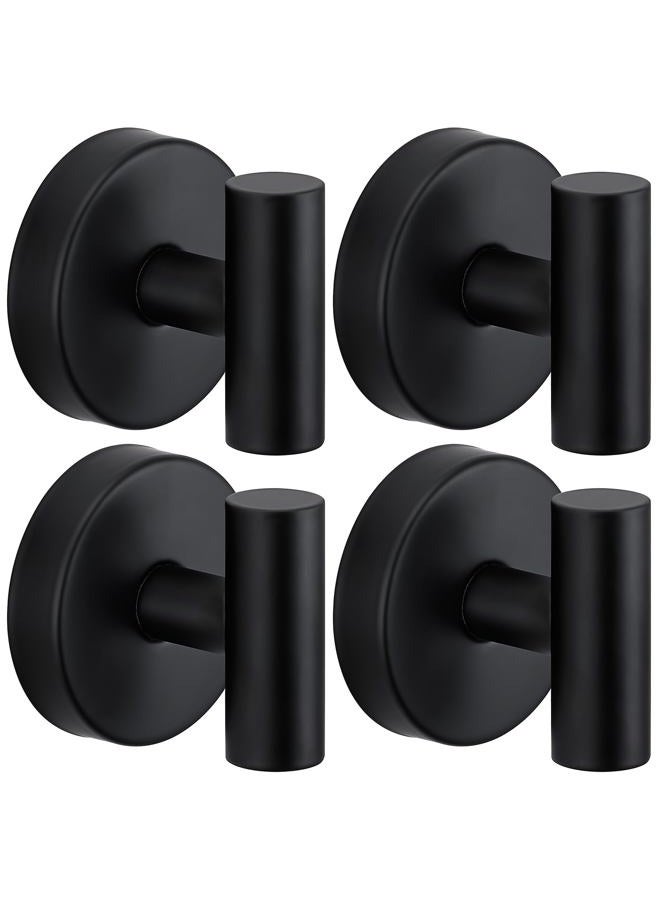 Fenas Suction Cup Hooks for Shower - Bathroom Reusable Hooks for Towels, Robes & Loofah - No-Drill Mounting on Kitchen, Walls, Metal, Glass, Mirrors, Tile & Smooth Non-Porous Surfaces Matte Black 4 Pack - Image 1