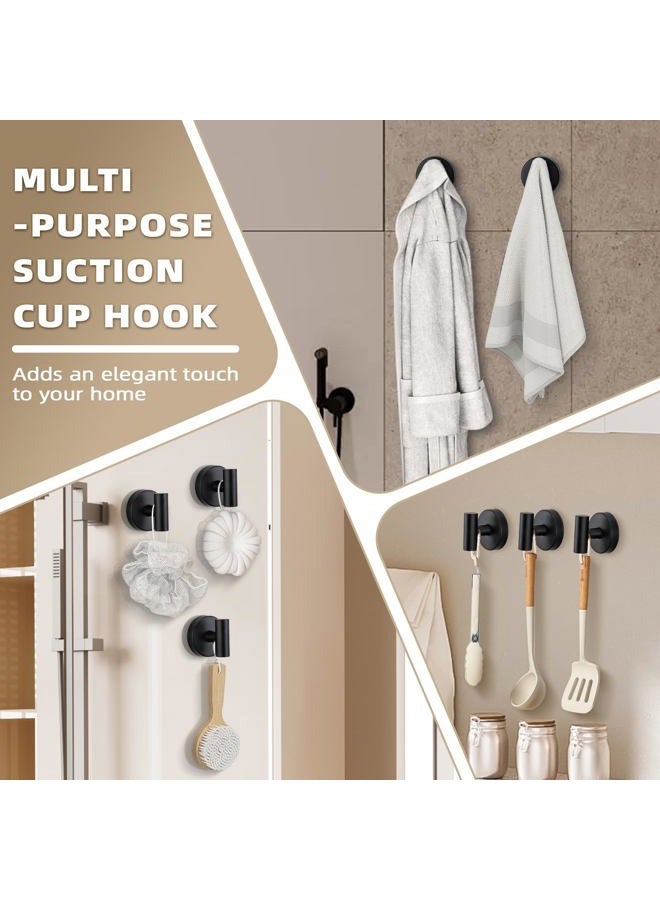 Fenas Suction Cup Hooks for Shower - Bathroom Reusable Hooks for Towels, Robes & Loofah - No-Drill Mounting on Kitchen, Walls, Metal, Glass, Mirrors, Tile & Smooth Non-Porous Surfaces Matte Black 4 Pack - Image 5