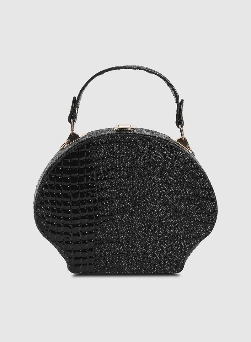 Seashell Croc Handbag - Black