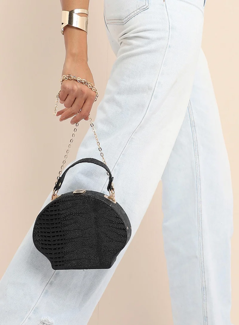 Haute Sauce  Seashell Croc Handbag - Black for Women | Best Price UAE