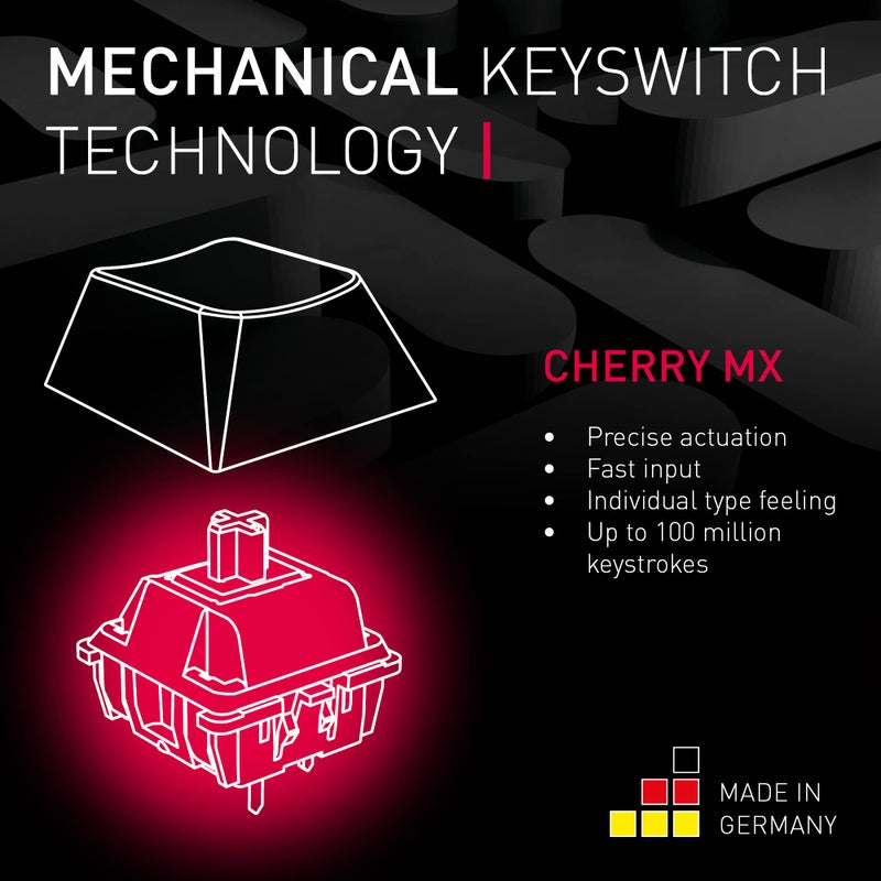 Cherry MX 3.0S, Wired Mechanical Gaming Keyboard, Robust Aluminum Housing, RGB-Lighting, Full Key Rollover, Anti Ghosting, MX RED Switches, White - Image 3