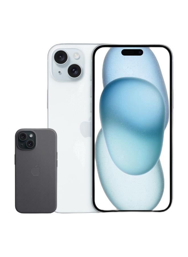 Apple iPhone 15 Plus 128GB Blue 5G With FaceTime - International Version with iPhone 15 Plus FineWoven Case with MagSafe - Black - Image 1
