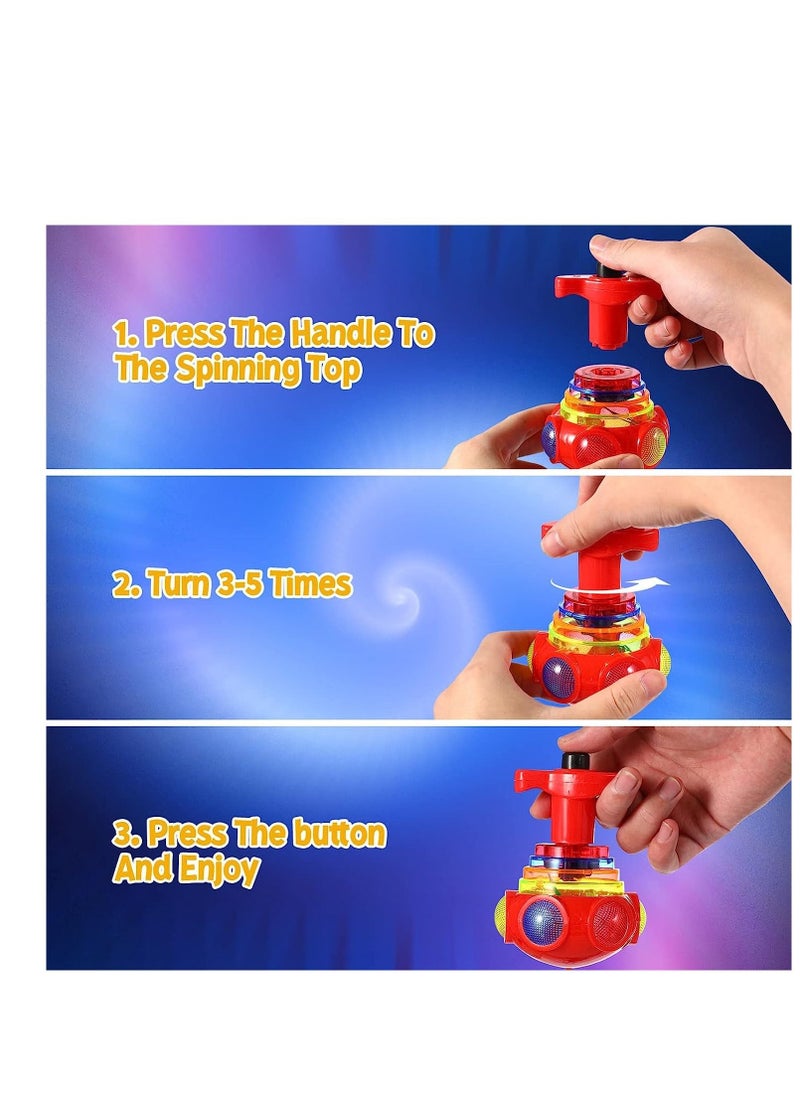 SYOSI 4 Pcs Light Up Tops Spinning Top Toys Novelty Gyroscope Bulk Toys Fun Birthday Party Favors Goodie Bag Fillers for Boys and Girls Stocking Stuffers Display Box Musical Toys  - Image 5