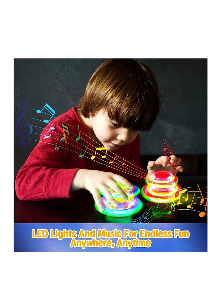 SYOSI 4 Pcs Light Up Tops Spinning Top Toys Novelty Gyroscope Bulk Toys Fun Birthday Party Favors Goodie Bag Fillers for Boys and Girls Stocking Stuffers Display Box Musical Toys  - Image 4