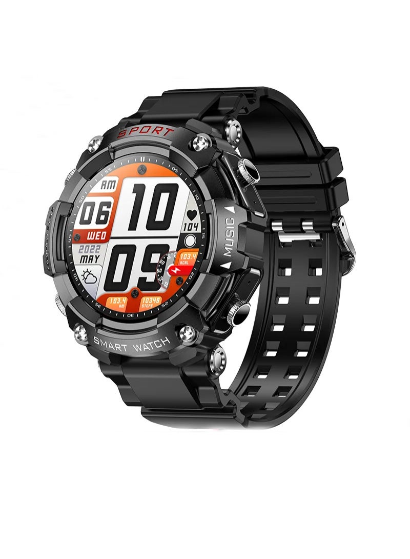 T96 Bluetooth Smart Watch With Earbuds 1.52 HD Screen Rugged Bluetooth Call Fitness Tracker IP67 Waterproof AI Voice Assistant Black - Image 1