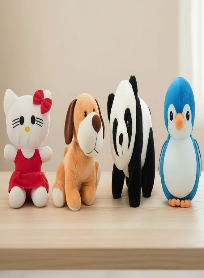 Future Shop Pack of 4 Soft Toys (Dog, Panda, Cat & Penguien) Awesome Gift for Girls/Kids | Soft Stuffed Plush Animal | - Image 1